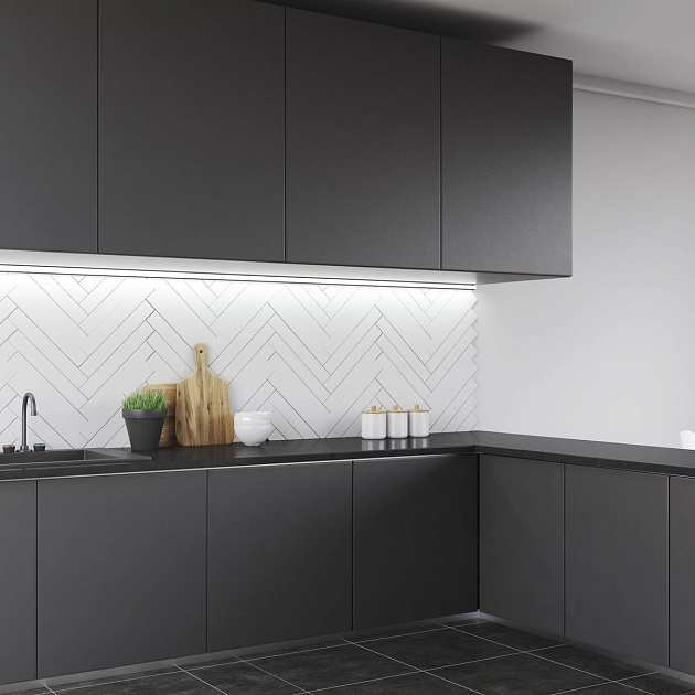 Профиль угловой накладной с рассеивателем черный/белый 1м. Apeyron 08-07-ЧБ Фото № 16