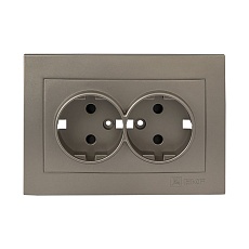 Валенсия лицевая панель розетки 2-местной с/з 16А кашемир с защ. штор. EKF PROxima ESR16-L-128-40