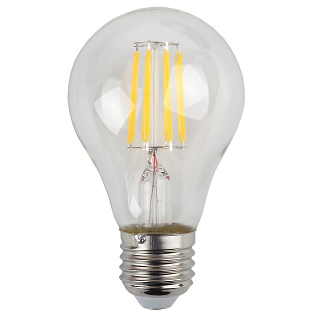 Лампа светодиодная филаментная ЭРА E27 9W 4000K прозрачная A60-9W-840-E27 frost Б0035034 фото 