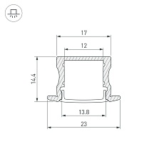 Профиль встраиваемый Arlight LINE-2315-F-2000 ANOD BLACK 044278 2