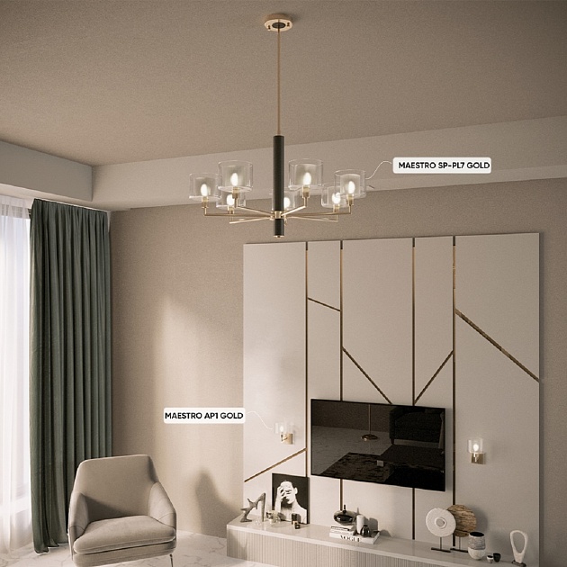 Подвесная люстра Crystal Lux Maestro SP-PL7 Gold Фото № 5