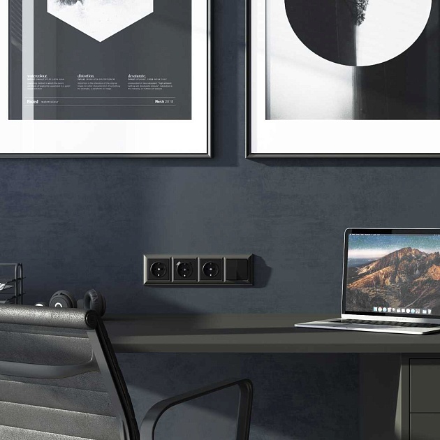 Выключатель Werkel двухклавишный проходной черный матовый W1122008 4690389156724 Фото № 11