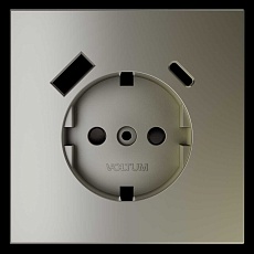Накладка для розетки с заземлением и защитными шторками с USB A+C S70 (шелк) Voltum VLS001004 1