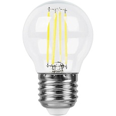Лампа светодиодная филаментная Feron E27 5W 4000K Шар Прозрачная LB-61 25582 1