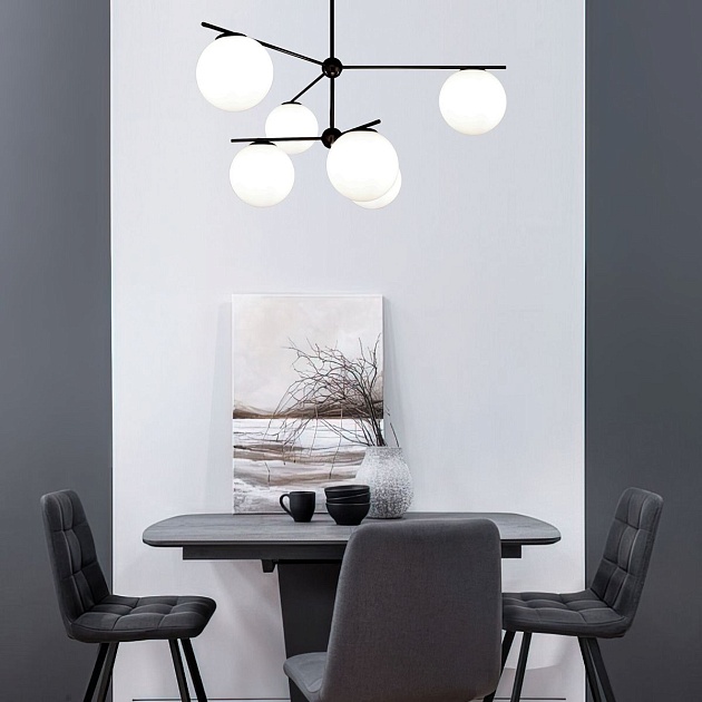 Потолочная люстра Eurosvet Marbella 60147/6 черный Smart изображение 5 Потолочная люстра Eurosvet Marbella 60147/6 черный Smart Фото № 5