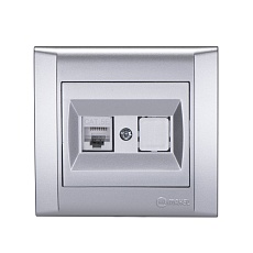 Розетка Makel компьютерная+гнездо СП Defne 16А IP20 CAT 5 сереб. 42065035