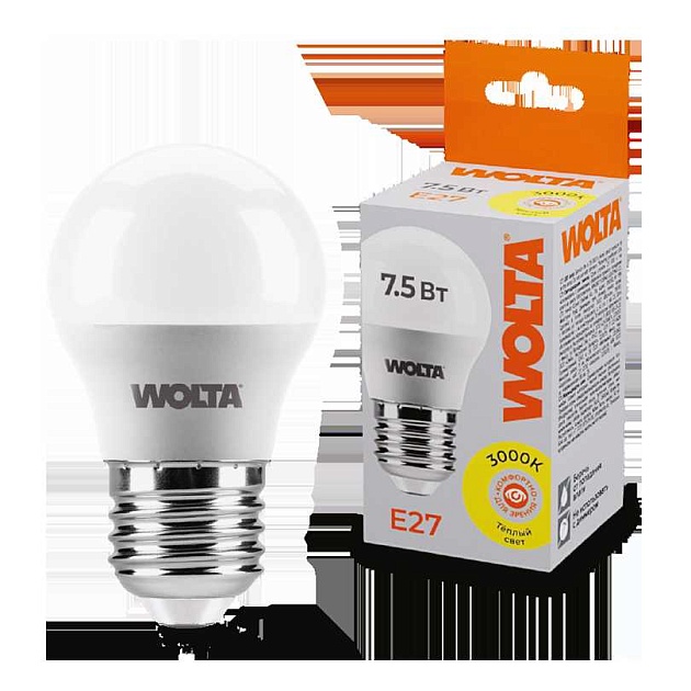 Светодиодная лампа WOLTA 25Y45GL7.5E27 изображение 1 Светодиодная лампа WOLTA 25Y45GL7.5E27 Фото № 1