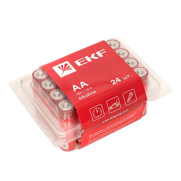 Алкалиновая батарейка типа АА(LR6) пластиковый бокс 24шт. EKF LR6-BOX24 Фото № 1