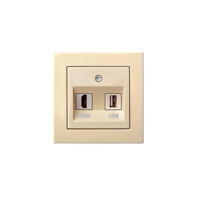 Розетка HDMI/USB Liregus Epsilon бежевый 28-085 Фото № 1