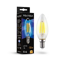 Лампа светодиодная диммируемая Voltega E14 5W 2700K прозрачная 7199
