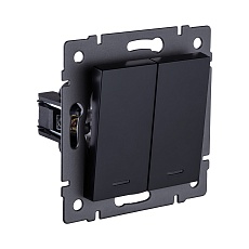 Выключатель 2-клавишный 10А/250В с LED подсветкой, черный Kollinger REA-S-008BK для Aspekt, Eleganz, Reflex 1