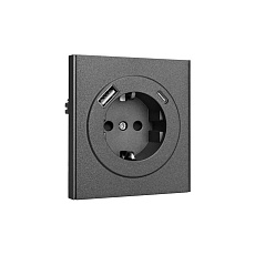 Розетка STRONG 1-ая с/з с/у з/ш 16А с USB A+C быстрой зарядки 5В/3А графит KRANZ KR-78-0704-6 3