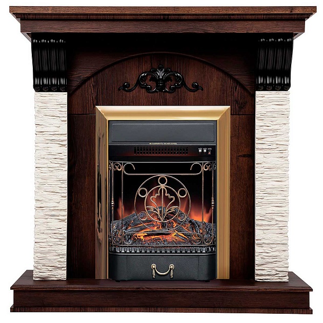 Электрокамин Realflame Corfino NT с очагом Majestic Lux Brass 306138 Фото № 1