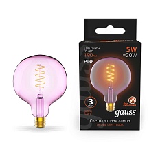 Лампа светодиодная диммируемая филаментная Gauss E27 5W 1800K розовая 1011802105 2