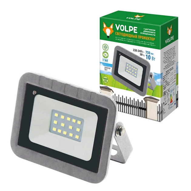 Прожектор светодиодный Volpe 10W 6500К ULF-Q592 10W/DW Sensor IP65 220-240B Silver UL-00003347 фото 
