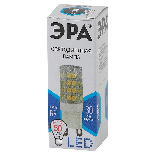Лампа светодиодная ЭРА G9 5W 4000K прозрачная LED JCD-5W-CER-840-G9 Б0027864 фото 2