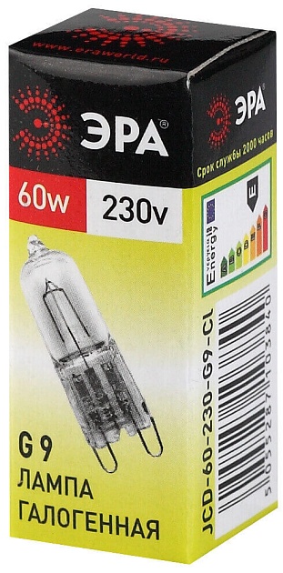 Лампа галогенная ЭРА G9 60W 2700K прозрачная G9-JCD-60-230V-CL C0027370 фото 4
