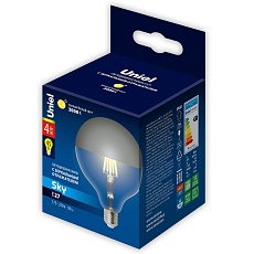 Лампа светодиодная Uniel E27 4W 3000K зеркальная LED-G125-4W/3000K/E27/CL MIRROR/CHROME PLS02WH UL-00011793 1