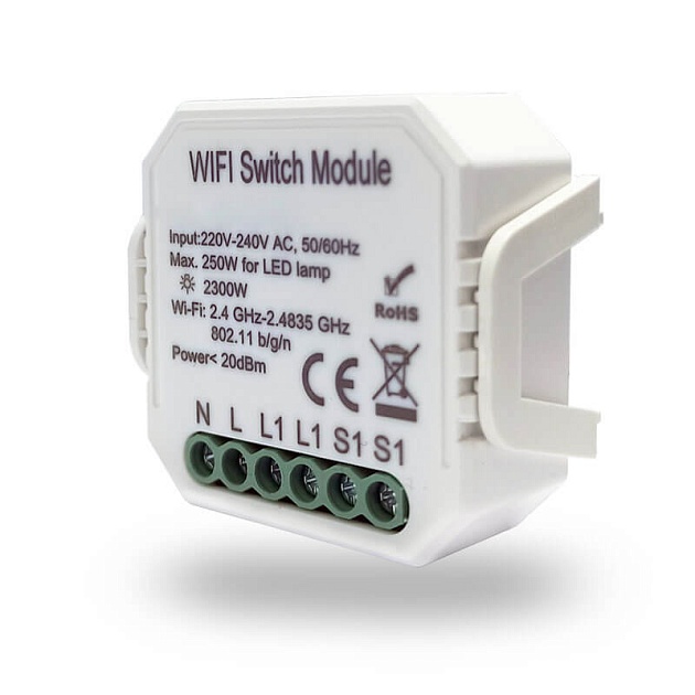 Wi-Fi реле-выключатель одноканальное Denkirs 1x2300Вт/250Вт для LED RL1001-SM фото 