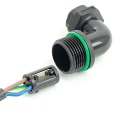 Соединитель-коннектор LD543 3-контактный угловой с винтовым контактом IP68, черный 49196 5