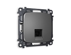 Комплект механизма компьютерной розетки AMBRELLA VOLT OMEGA Антрацит серый RJ-45(8P8C) CAT6 с шторкой QUANT (OP6620, VM188) MO662010