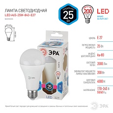 Лампа светодиодная ЭРА E27 25W 4000K матовая LED A65-25W-840-E27 Б0035335 2
