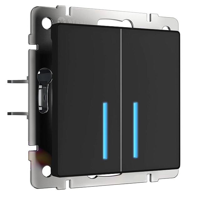 Сенсорный выключатель двухклавишный с функцией Wi-Fi Werkel черный W4520608 4690389171260 фото 