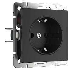 Розетка Werkel с заземлением и шторками черный матовый W1171108 4690389156885