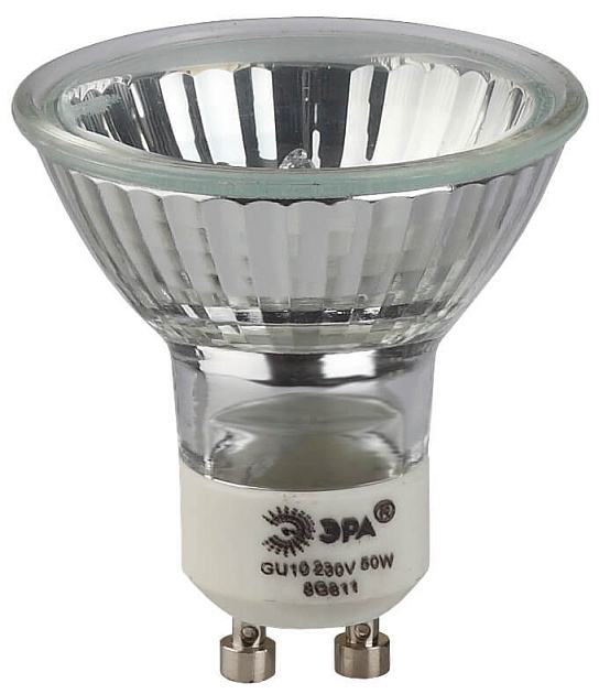 Лампа галогенная ЭРА GU10 50W 2700K прозрачная GU10-JCDR (MR16) -50W-230V C0027386 Фото № 1
