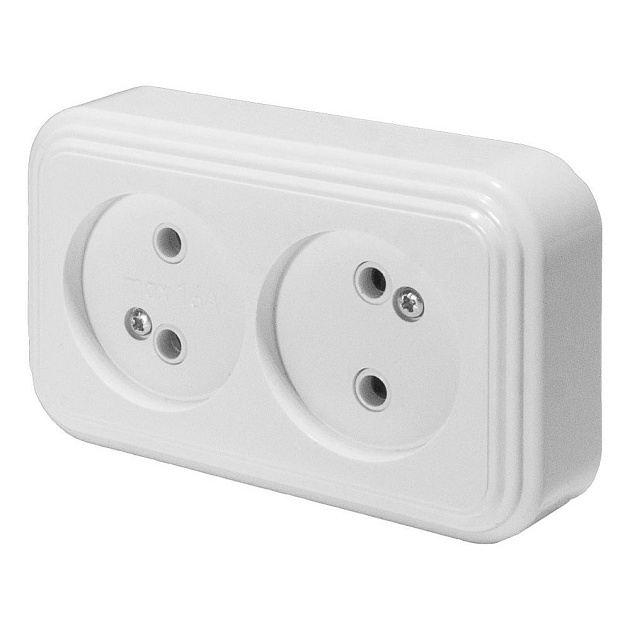 Розетка двойная 2P Stekker Брест белый PST16-30-20 39693 Фото № 1