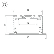 Профиль Arlight S2-LINIA69-F-2500 SEAMLESS BLACK (Arlight, Алюминий) 033534 1