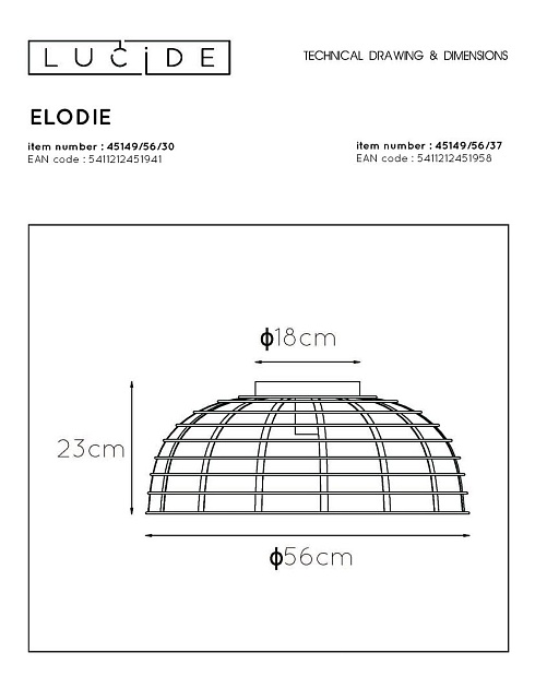 Потолочный светильник Lucide Elodie 45149/56/30 изображение 2 Потолочный светильник Lucide Elodie 45149/56/30 Фото № 2