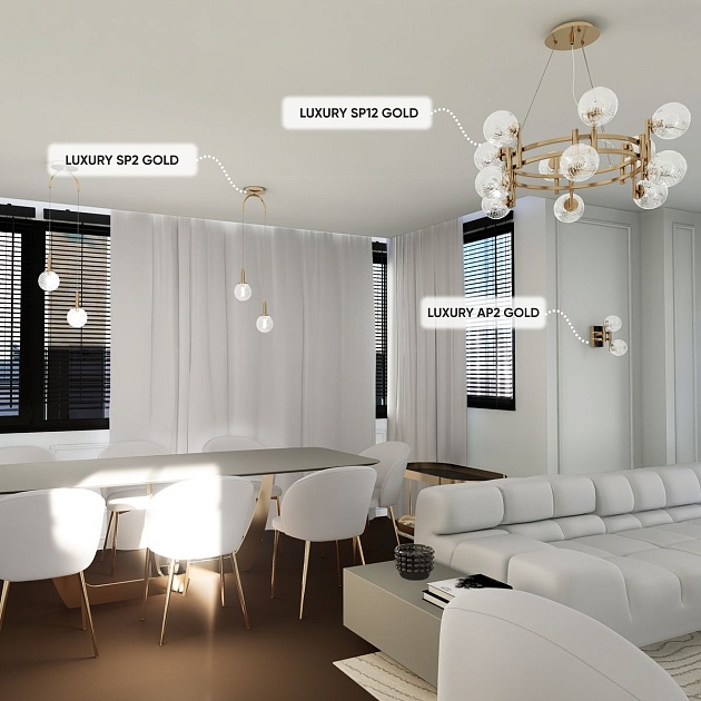 Подвесная люстра Crystal Lux Luxury SP12 Gold изображение 4 Подвесная люстра Crystal Lux Luxury SP12 Gold Фото № 4