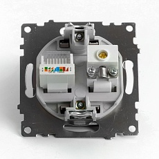 Розетка телевизионная TV + компьютерная RJ-45 Stekker Катрин шоколад GLS00-7106-04 49185 4