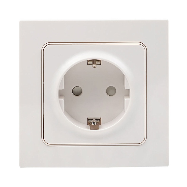 Стокгольм Розетка 1-местная с/з 16А белая с защ. штор. EKF PROxima EXR16-028-10 Фото № 1