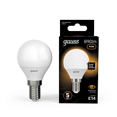 Лампа светодиодная Gauss E14 9.5W 3000K матовая 105101110 4