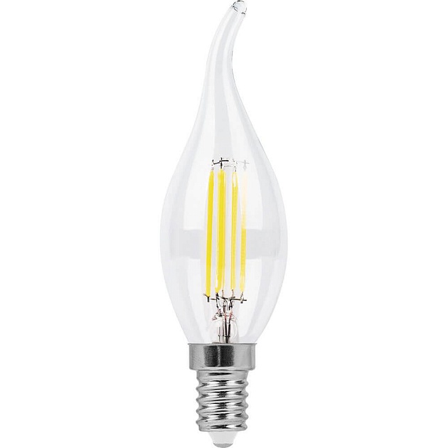 Лампа светодиодная филаментная Feron E14 11W 4000K Свеча на ветру Прозрачная LB-714 38012 фото 