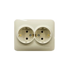 Розетка 2-ая с зазем. Lezard Karina Life кремовая 708-0300-127B