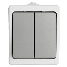 Выключатель двухклавишный Stekker Велена белый/серый PSW10-221-54 49733 2