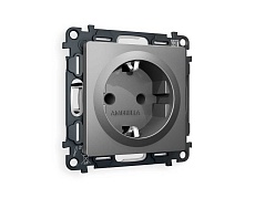 Комплект механизма электрической розетки AMBRELLA VOLT ALFA Антрацит серый с/з с шторками QUANT (AP6570, VM141) MA657010