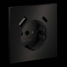 Накладка для розетки с заземлением и защитными шторками, с USB A+C, S70 Metal (антрацит) Voltum VLSM001012 4