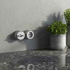 Розетка с заземлением Werkel Vintage серебро матовый/хром W5871054 4690389174735 4