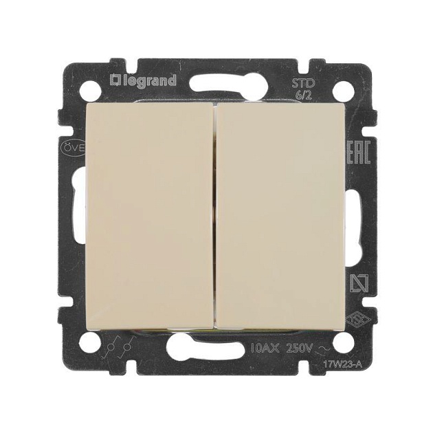Переключатель двухклавишный на 2 направления Legrand Valena 10A 250V cлоновая кость 774308 Фото № 1