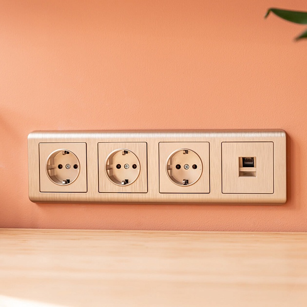 Розетка с заземлением Werkel шампань рифленый W1171010 4690389160325 изображение 9 Розетка с заземлением Werkel шампань рифленый W1171010 4690389160325 Фото № 9