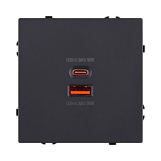 Розетка USB A+C 65W, черный матовый Kollinger Eclipse EC-024BK