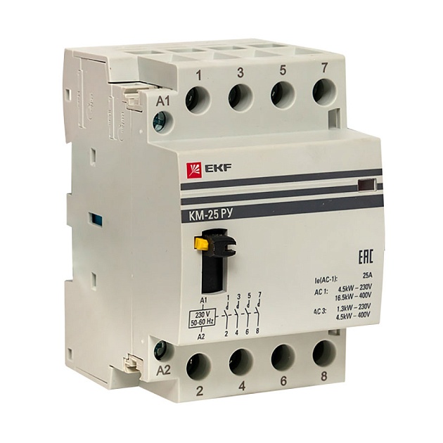 Контактор модульный КМ РУ 20А 4NO (3 мод.) EKF PROxima km-3m-20-40 Фото № 1