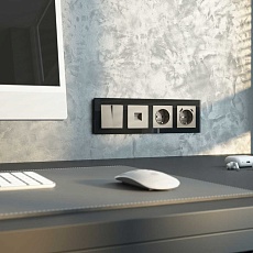 Розетка с заземлением, шторками и USB тип A+C (дымчатый) W1271704/ a069465 3