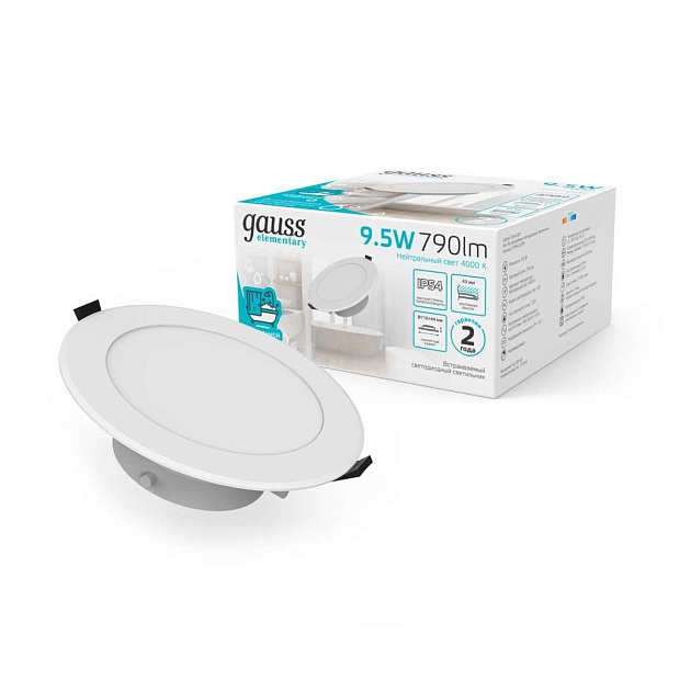 Встраиваемый светодиодный светильник Gauss Elementary Downlight 999420209 Фото № 3