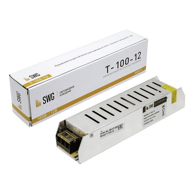 Блок питания SWG 12V 100W IP20 8,3A T-100-12 000273 Фото № 1