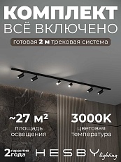 Накладная однофазная трековая система Hesby Lighting Skylite №3 со светильниками HSBL_kompl_S003_NI2B3K